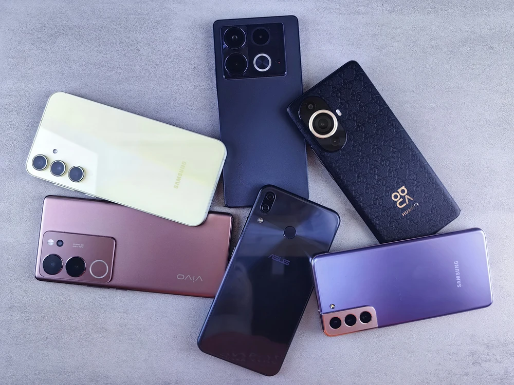 An assortment of smartphones