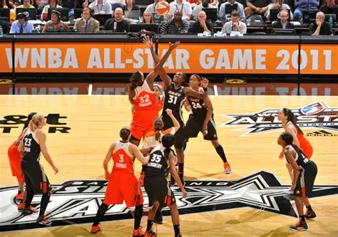 A WNBA All-Star game in 2011, showing many of the league stars and legends