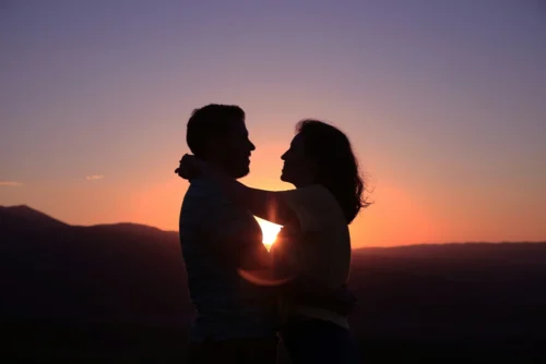 A couple in love at sunset