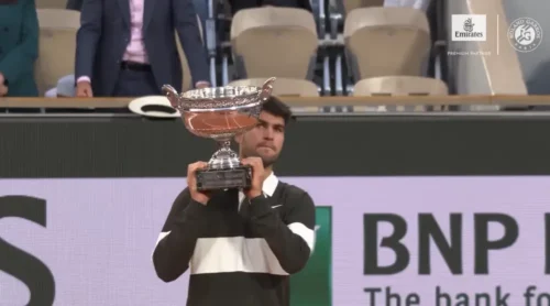 Alcaraz winning Roland Garros