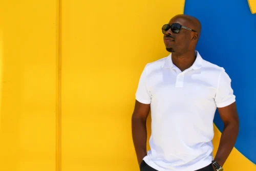 Man wearing a polo shirt