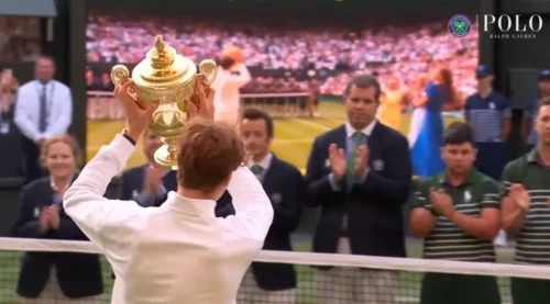 Jannik Sinner winning Wimbledon