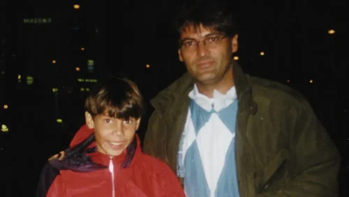 Young Rafa with his uncle and coach Toni Nadal