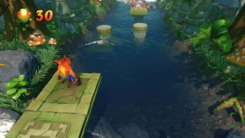 A gameplay screenshot of Crash Bandicoot 2: Cortex Strikes Back